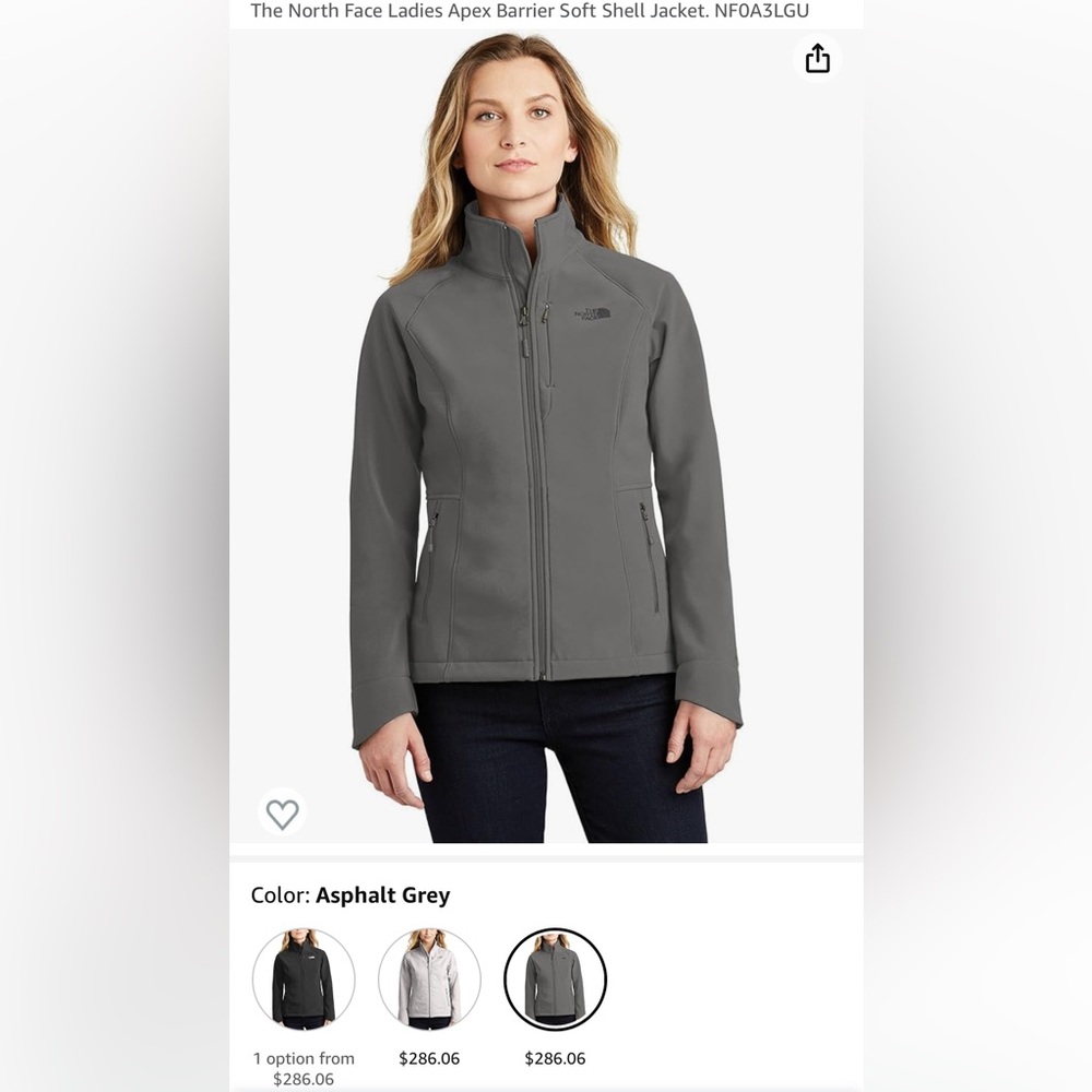 North face Women’s Apex Barrier Jacket Asphalt Grey Size Medium.